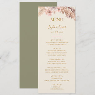 Boho Tropical Botanical   Green Wedding Dinner Menu