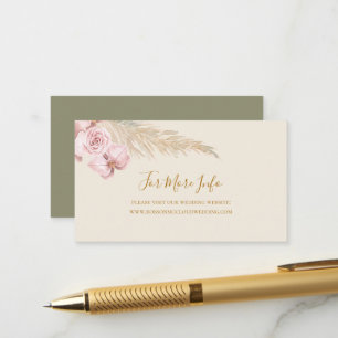 Boho Tropical Botanical Green Wedding Website Enclosure Card