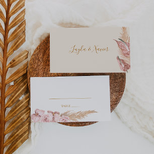 Boho Tropical Botanical Ivory Flat Wedding Place Card