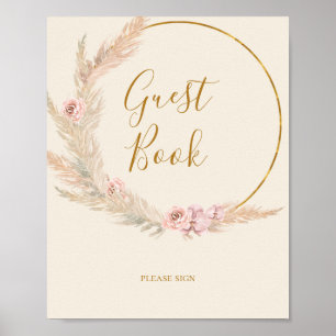 Boho Tropical Botanical   Ivory Guest Book Sign