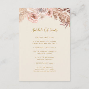 Boho Tropical Botanical Ivory Schedule of Events Enclosure Card