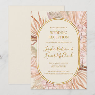 Boho Tropical Botanical   Ivory Wedding Reception Invitation