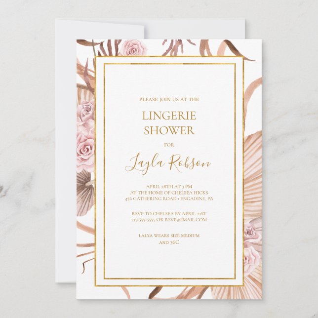 Boho Tropical Botanical | Lingerie Shower Invitation (Front)