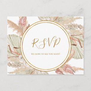 Boho Tropical Botanical   Wedding RSVP Postcard