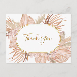 Boho Tropical Botanical   Wedding Thank You Postcard