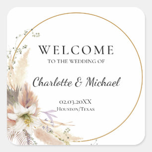 Boho Tropical Botanical   Wedding Welcome   Square Sticker
