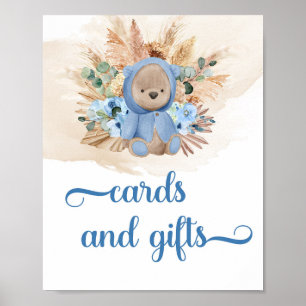 Boho tropical boy teddy bear cards and gifts sign
