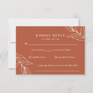 Boho Tropical Burnt Orange Wedding RSVP Card