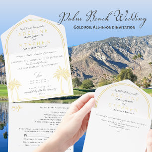 Boho Tropical Destination Palm Tree RSVP Link All In One Invitation
