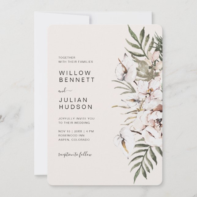 Boho Tropical Faire-part de mariage (Devant)