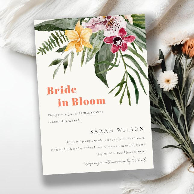 Boho Tropical Floral Bride In Bloom Bridal Shower Invitation (Creator Uploaded)