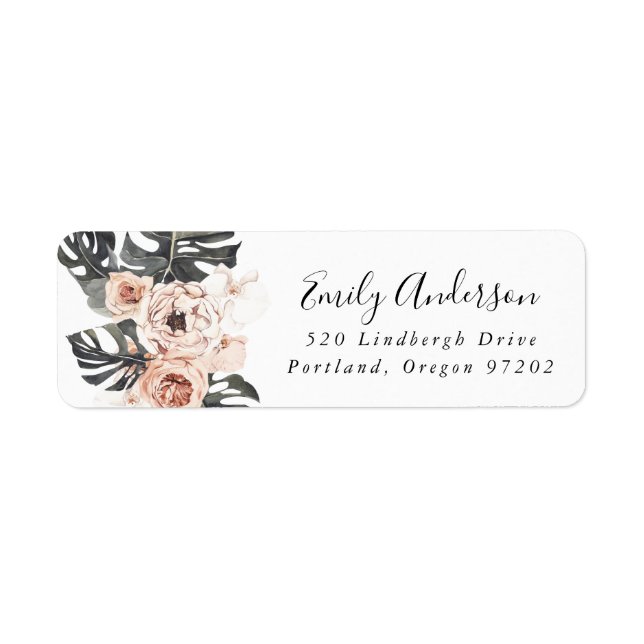 Boho Tropical Floral | Étiquette d'adresse de reto (Devant)