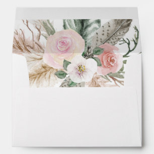 Boho Tropical Floral Feathers Pampas Grass Envelope