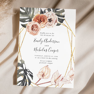 Boho Tropical Floral   Wedding Invitation