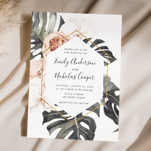 Boho Tropical Floral   Wedding Invitation
