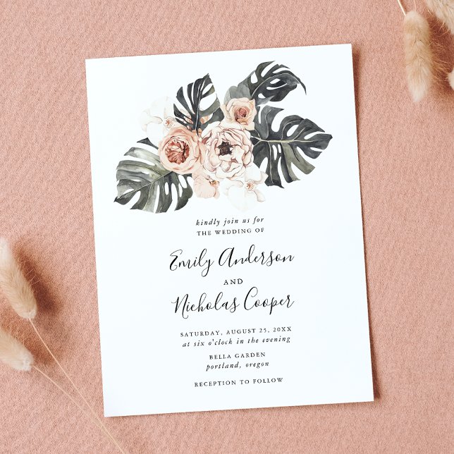 Boho Tropical Floral Wedding Invitation (Creator Uploaded)