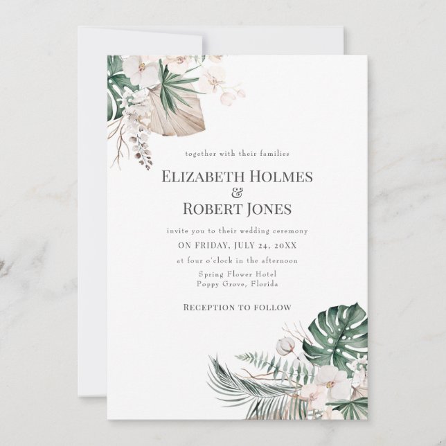 Boho Tropical Garden Wedding Invitation (Front)