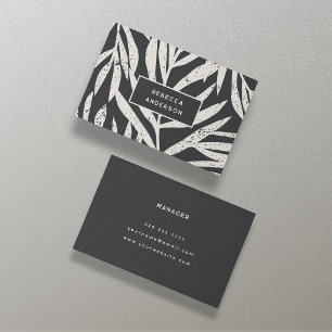 Boho Tropical Grunge Abstract Palm Leaves Pattern Business Card