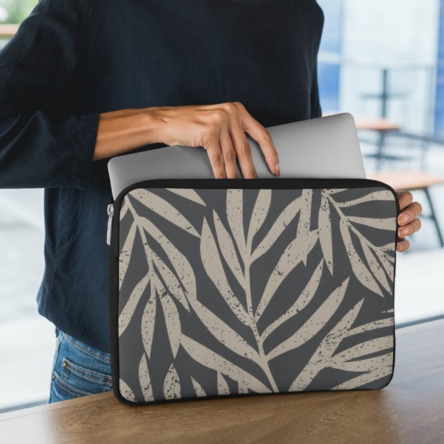 Boho Tropical Grunge Abstract Palm Leaves Pattern Laptop Sleeve (Creator Uploaded)