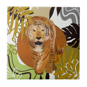 Boho Tropical Jungle Tiger Tile