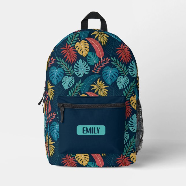 Boho Tropical Leaves Backpack (Front)