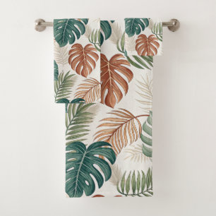 Boho Tropical Leaves  Bath Towel Set
