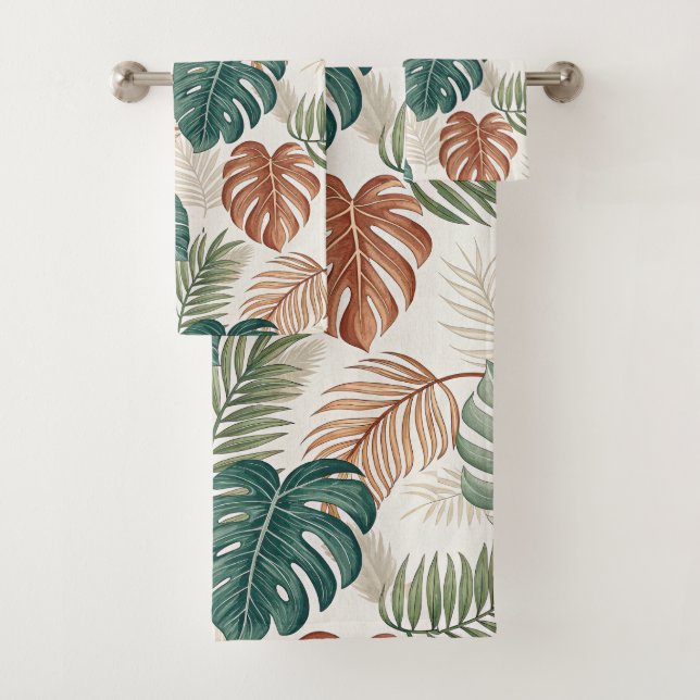 Boho Tropical Leaves  Bath Towel Set (Insitu)