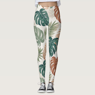 Boho Tropical Leaves Leggings