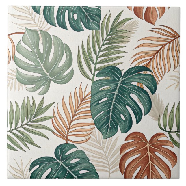 Boho Tropical Leaves  Tile (Front)