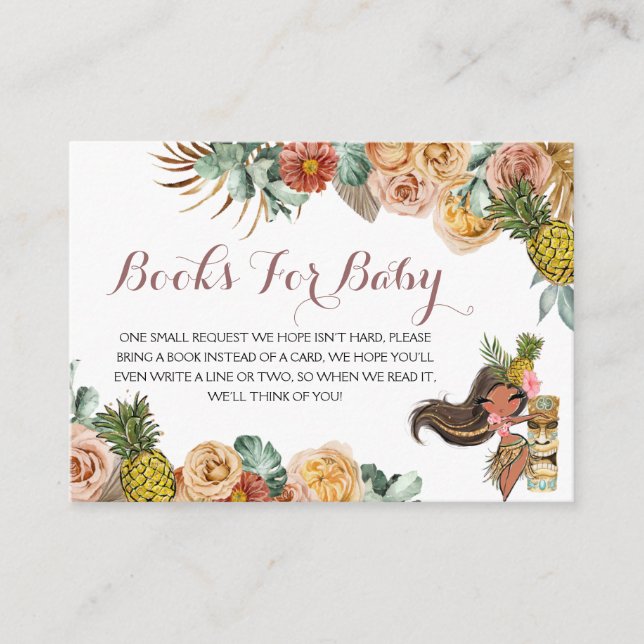 Boho Tropical Luau Books for Baby Enclosure Card (Front)