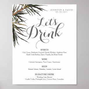Boho Tropical Mariage Bar Menu Sign Poster (Matte)