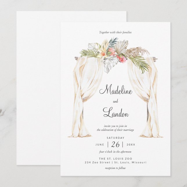 Boho Tropical Mariage Destination Invitation (Devant / Derrière)