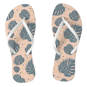 Boho Tropical Monstera Flip Flops