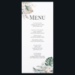 Boho Tropical Orchid & Monstera Wedding Menu Card<br><div class="desc">This beautiful wedding menu card is the perfect addition to the Tropical Garden collection, which features orchids, monstera leaves, palm fronds, and pampas grass in earthy colours of green, brown, and white. The elegant and stylish design features a frame around the text that does not completely enclose it, giving it...</div>