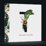 Boho Tropical Palm Leaves Letter T Monogram Binder<br><div class="desc">Customizable letter T monogram binder featuring watercolor tropical palm leaf,  faux gold foil leaf and black watercolor brush accents. Personalize this tropical monogram binder by your name or other details. This boho letter T monogram binder will be perfect as a gift. Other letters are available.</div>