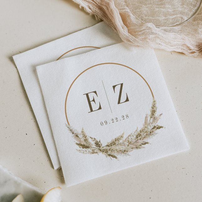 Boho Tropical Pampas Grass Wedding Napkin (Creator Uploaded)