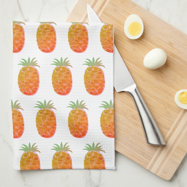Boho Tropical Pineapple Kitchen Towel (Quarter Fold)