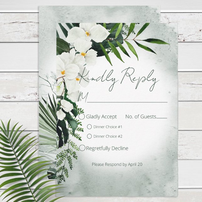 Boho Tropical Plants Watercolor Wedding RSVP Card (Creator Uploaded)
