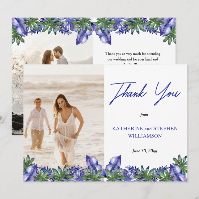 Boho Tropical Purple | Mariage vert photo Merci (Devant / Derrière)