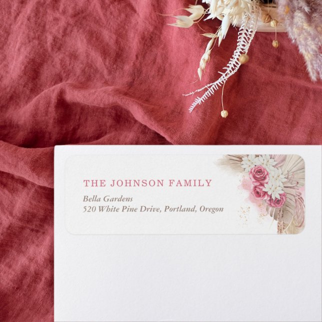 Boho Tropical Rose Baby shower Adresse de retour (Créateur téléchargé)