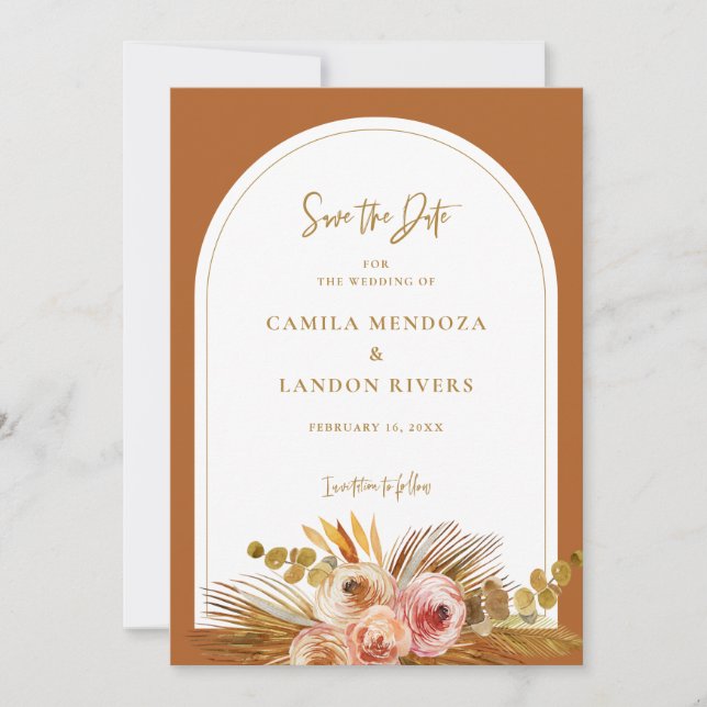Boho Tropical Save The Date Announcement Card C103 (Front)
