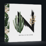 Boho Tropical Succulents Letter H Monogram Binder<br><div class="desc">Customizable letter N monogram binder featuring watercolor succulents,  faux gold foil leaf and black watercolor brush accents. Personalize this tropical monogram binder by adding your name or other details. This boho letter N monogram binder will be perfect as a gift. Other letters are available.</div>