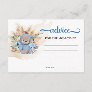Boho Tropical teddy bear Advice for the mom-to-be Enclosure Card