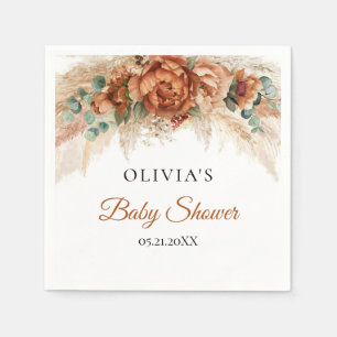 Boho tropical terracotta burgundy rust Baby shower Napkin