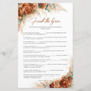 Boho tropical terracotta pampas Finish the Lyric