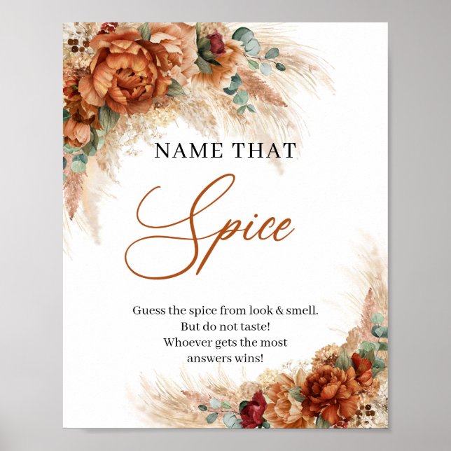 Boho tropical terracotta pampas Name that Spice Poster (Front)