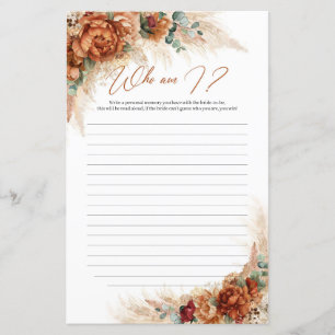 Boho tropical terracotta pampas rusty Who Am I