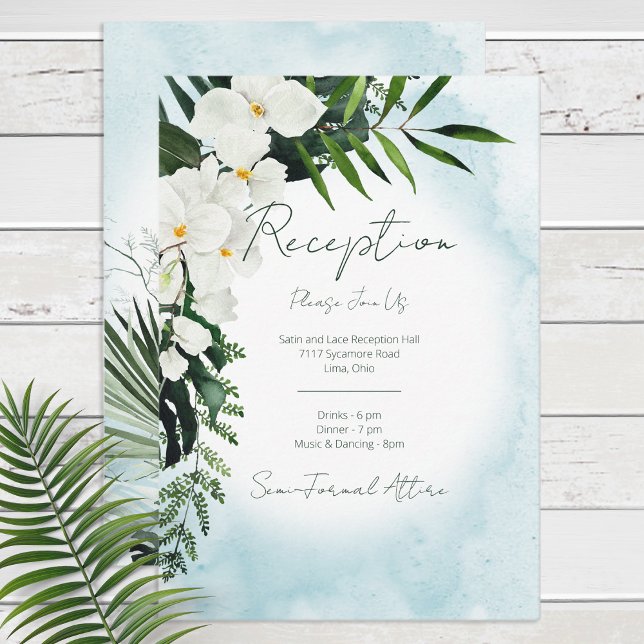 Boho Tropical Water Watercolor Reception Card (Creator Uploaded)