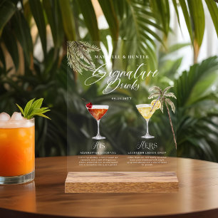 Boho Tropical Watercolor Signature Boissons Mariag