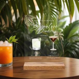 Boho Tropical Watercolor Signature Boissons Mariag